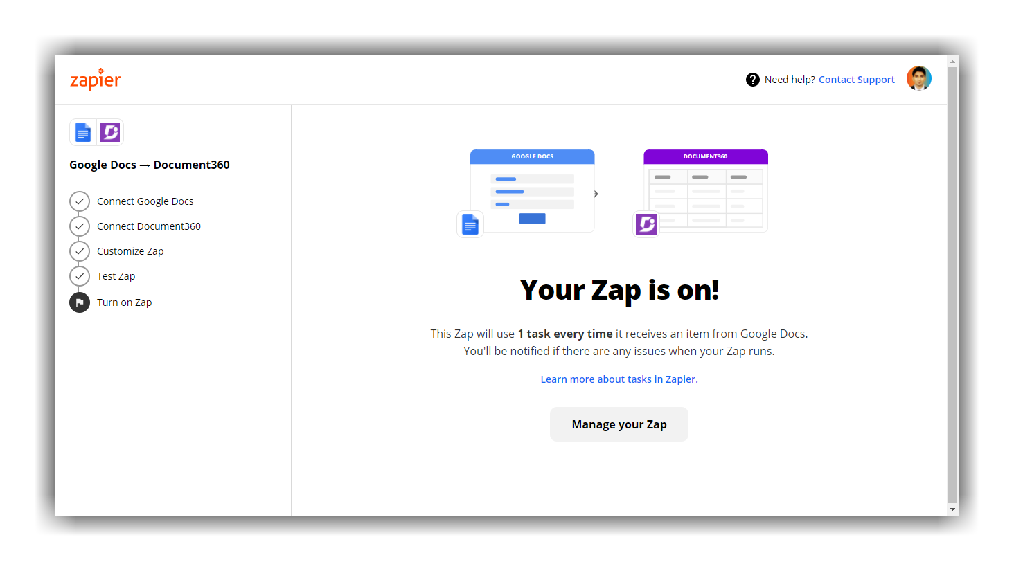 how-to-setup-google-docs-and-document360-using-zapier